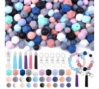 Agmoctz 121 PCS Silicone Beads for Keychain Making Kit, Beads Multicolor Bulk Silicone Loose Beads for DIY Necklace Bracelet