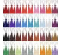 Agmoctz 144Pcs 5.5 Inch Silky Handmade Soft Craft Mini Tassels with Loops for Jewelry Making,Bookmarks, 36Colors, 4Pcs of Each
