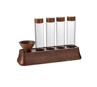 Agmoctz 1Pcs Coffee Bean Glass Tube with Wood Tool Bottled Tubes Grain Storage Wooden Sealed Airtight Canisters A