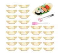 Agmoctz 1set Food Bowls, 12 Cm/4 Inch Wooden Bowls Made of Pine Wood with Tweezers and Brush, Disposable Tableware