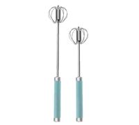 Agmoctz 2 PCS Semi-Automatic Egg Beater Egg Whisk Manual Hand Mixer Self Turning Cream Utensils Green Stainless Steel Whisk Manual Mixer Kitchen Gadget