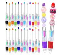 Agmoctz 24Pcs Multi-Color Beaded Pens 4-in-1 Colorful Beaded Pens Retractable Ballpoint Pens DIY Making Kit for Office Easy Install Easy to Use