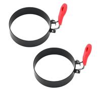 Agmoctz 2PCS 3.5 Inch Egg Rings with Silicone Handle, Round Mold for Muffins,Pancake Mold for Indoor Camping