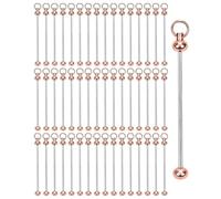 Agmoctz 50pcs Blank Beadable Keychain Bars,DIY Bead Keychain Bar Charms Key Chain Making Accessories for Craft Project Pendant