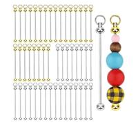 Agmoctz 50pcs Blank Beadable Keychain Bars, Metal Bead Keychain Bar Charms Detachable Key Chain Making for Craft Pendant A