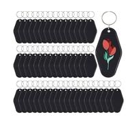 Agmoctz 50pcs Blank Motel Keychain Bulk with Key Rings,Hotel Keychains Key Tag for Vinyl DIY Crafts Keychain and Luggage Tag A