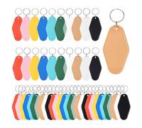Agmoctz 50pcs Blank Motel Keychain Bulk with Key Rings,Hotel Keychains Key Tag for Vinyl DIY Crafts Keychain and Luggage Tag C