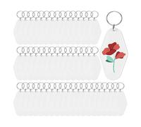 Agmoctz 50pcs Blank Motel Keychain Bulk with Key Rings,Hotel Keychains Key Tag for Vinyl DIY Crafts Keychain and Luggage Tag B