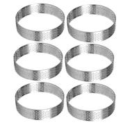 Agmoctz 6Pcs 18cm Circular Tart Rings with Holes Round Stainless Steel Fruit Pie Quiches Cake Mousse Mold Kitchen Baking Tool