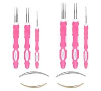 Agmoctz 6Pcs Dreadlocks Crochet Hooks, 0.5mm & 0.75mm Braid Hair Locking Tool Ergonomic Handle,Portable Dreadlock Crochet Needle