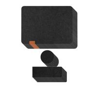 Agmoctz 7 Set Washable Felt Placemats Table Mats Glass Knife Fork Coasters Cutlery Bags Set Insulation Pads Black