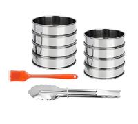 Agmoctz 8PCS English Muffin Rings 8/10CM Stainless Steel Crumpet Tart Rings - Double Rolled Round Pastry Ring Molds for Baking