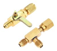 Agmoctz Air Conditioner Ball Valve 1/4 Inch SAE Adapter and 1/4 Inch Valves Core Quick Coupler Access Tee,for R134A Refrigerant