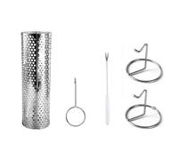 Agmoctz Barbecue Rolling Grill Basket BBQ Net Tube Grill Basket Grid Open BBQ Grill for Travel Camping Picnic BBQ Accessories-A