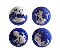 Agmoctz Ceramic Cat Sauce Dishes - Japanese Style Sushi Plate, Cute Cartoon Water Drop Shaped Dessert Tableware