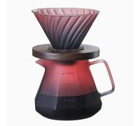 Agmoctz Coffee Filter Hand Drip Pot PercolatorsHigh Quality Luxury Handmade Borosilicate Glass Drippe withWalnut Handle Luxury Handmade