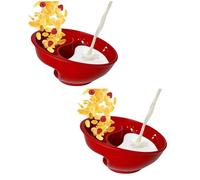 Agmoctz Divided Cereal Bowl, Reusable Snack and Dip Bowls for Yogurt, Milk, Berries, Fries, Ketchup Red