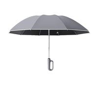 Agmoctz Fully Automatic Reverse Folding Umbrella with Windproof Reflective Stripe UV Umbrellas for Carabiner Handle Travel,E