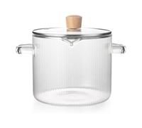 Agmoctz Glass Cookware Simmer Pot, Glass Cooking Pot with Lid-1.8L(60oz) Heat Borosilicate Glass Cookware Stovetop Pot