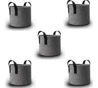 Agmoctz Gray Heavy Duty Fabric Pots, Vegetable/Flower/Plant Grow Bags, Thickened Non-Woven Fabric Pots with Handles (5 Gallons)
