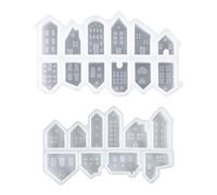 Agmoctz House Shaped Candle Mold Silicone House Candle Soap Molds for Epoxy Resin Casting Window Design for Soy Wax Candles