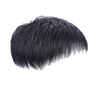 Agmoctz Men'S Natural Black Clip-on Toupee Hair Men the Top of the Wigs Replacement Wigs (A)
