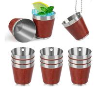 Agmoctz Pack of 12 Shot Cups Metal for Hanging Shot Glasses Stainless Steel with Chain Shot Glass 30ml for Wedding