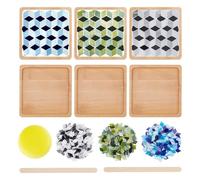 Agmoctz Rhombus Mosaic Tiles Coaster Kit DIY Mosaic Bamboo Coaster Kits Mosaics Coaster Making Kit,for Adults Handmade Decor