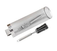 Agmoctz Rolling Grilling Baskets for Outdoor Barbecue Cage with Handle Grill Bbq Net Tube Stainless Steel Large Round Mesh C