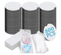 Agmoctz Sublimation Car Coaster Blank Set, 200Pcs 2.76inch Blank Sublimation Coaster 100 Adhesive Bag and Display Card White