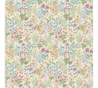 Grandeco Pink, Blue & Green Agnala Floral Contemporary Smooth Wallpaper