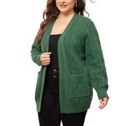 Agnes Orinda Plus Size Cardigan Sweaters for Women Lightweight Long Sleeve Open Front Cardigans with Pockets Dark Green 3XL