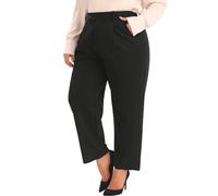 Agnes Orinda Plus Size Pants for Women Elastic High Waisted Long Straight Business Casual Work Pants Trousers with Pockets, Black, 2x