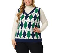 Agnes Orinda Plus Size Vest for Women Cable Knit Sleeveless Pullover Sweater Vests Green 4XL