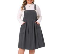 Agnes Orinda Women Plus Size Corduroy Pinafore Overall Dress