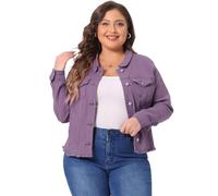 Agnes Orinda Women's Classic Plus Size Denim Jackets Purple 5X