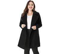 Agnes Orinda Women's Plus Size Coats A-Line Peter Pan Collar Double Breasted Coat Black 3XL