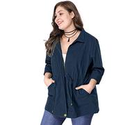 Agnes Orinda Women's Plus Size Lightweight Jacket Anorak Utility Drawstring Waist Casual Jackets with Pockets 2025 Outfits, Dark Blue, 4X