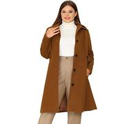 Agnes Orinda Women's Plus Size Single Breasted Belted Winter Long Coat Brown 3XL