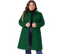 Agnes Orinda Women's Plus Size Single Breasted Belted Winter Long Coat Dark Green 4XL