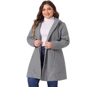 Agnes Orinda Women's Plus Size Single Breasted Detachable Hooded Overcoat