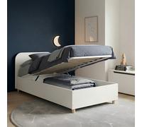 Agnes Single Gas Lift Ottoman Bed with Storage in White