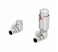 Agnite Corner Thermostatic Radiator Valves Trv Brass Lockshield Valve Pack - 15mm Chrome