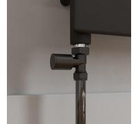 Agnite Modern Straight Heated Towel Rail Radiator Valves Pair 15mm Black Round Manual