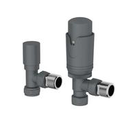 Agnite Thermostatic Radiator Valve Pack Trv Angled 15mm & Lockshield Anthracite