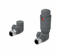 Agnite Trv Corner Radiator Valve Anthracite Thermostatic Lock Shield Valve Pack - 15mm