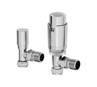 Agnite Trv Thermostatic Radiator Valve Angled Rad Lockshield Twin Pack 15mm Chrome