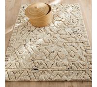 Agnix Textured 100% Wool Hand Knotted Rug Ecru Marl