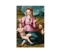 Agnolo Bronzino Paintings Wall Art Poster Prints Madonna And Child with Saint John The Baptist (ca. 1540) Artworks Canvas Room Aesthetic Wall Art Prints Home Modern Decor Unframe 20x30inch(50x75cm)