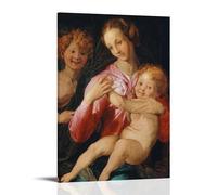 Agnolo Bronzino Paintings Wall Art Poster Prints Virgin And Child with The Young Saint John The Baptist (1527) Cool Artworks Painting Wall Art Canvas Prints Hanging Picture Home Decors Gift Idea Frame